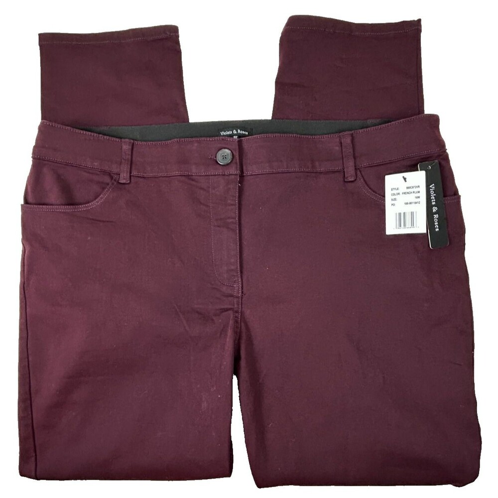 Violets & Roses NWT Wine Skinny Leg Dress Pants Size 16 NWT